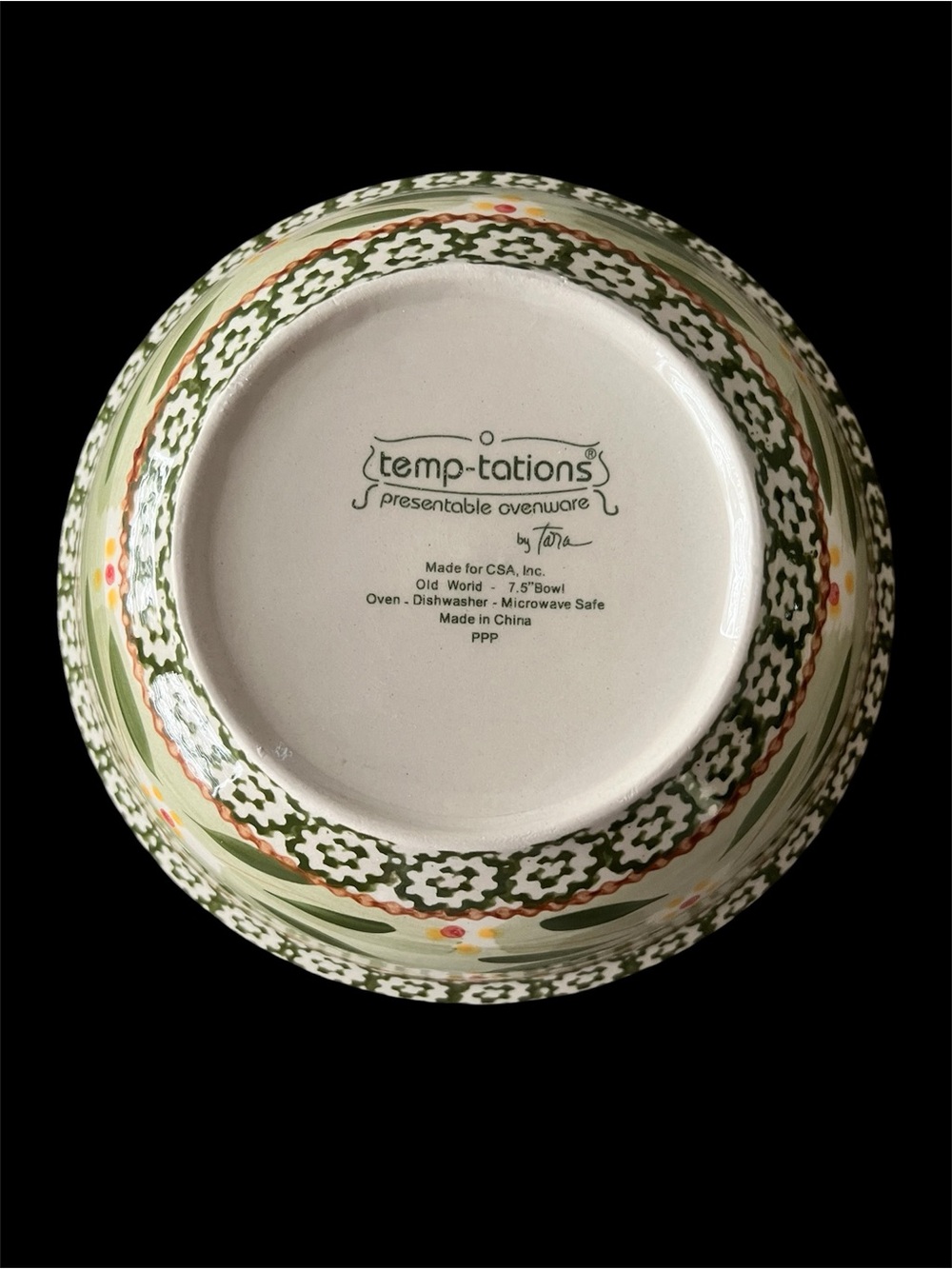 Temptations Old World Green Cereal Soup Bowls - set of 2 - Picture 3 of 4